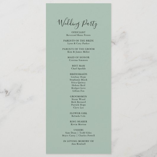 Elegant sierlijke herfst bloemenbruiloft programma (Achterkant)