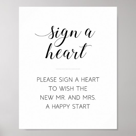 Elegant Sign A Heart Weddenschap Poster (Voorkant)