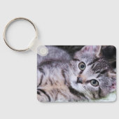 Elegant Signature Grey Modern Monogram Black Foto Sleutelhanger (Achterkant)