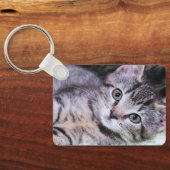 Elegant Signature Grey Modern Monogram Black Foto Sleutelhanger (Achterkant)