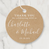 Elegant Signature Rustic Kraft Wedding Bedankt Bedankjes Labels (Voorkant)