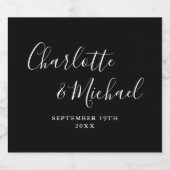 Elegant Signature Script Black and White Wedding Bier Etiket (Enkel label)