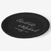 Elegant Signature Script Black and White Wedding Papieren Bordje (Gekanteld)