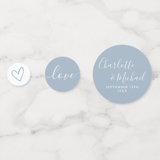 Elegant Signature Script Dusty Blue Wedding Confetti (Voorkanten)