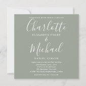 Elegant Signature Script Silver Sage Weduwfoto Kaart (Voorkant)