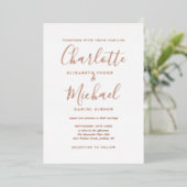 Elegant Signature Script Wedding Roos Gold Folie Uitnodiging (Staand Voorkant)