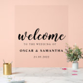 Élégant signe de bienvenue de mariage Noms et date (Mariage)