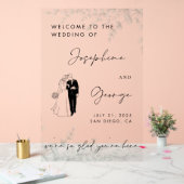 Elégant signe de bienvenue de mariage, signe acryl (Mariage)