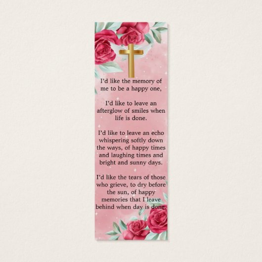 Élégant Signet funéraire commémoratif (Dos)