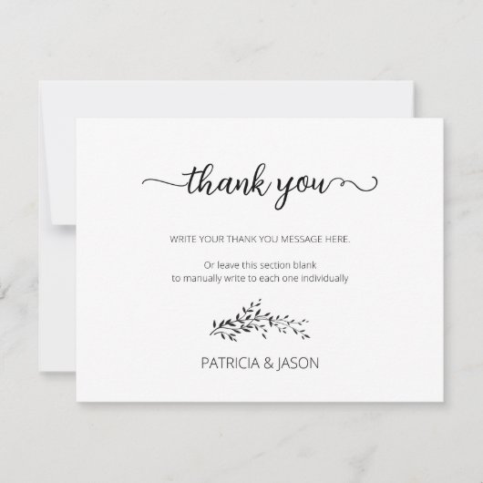 Elegant silhouet van bladeren bedankkaart (Voorkant)