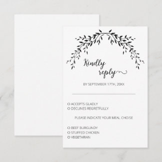 Elegant silhouet van bladeren RSVP kaartje