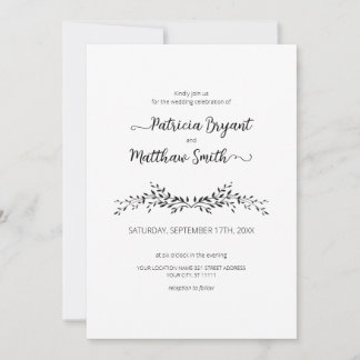 Elegant silhouette van bladeren Wedding Invitation Kaart