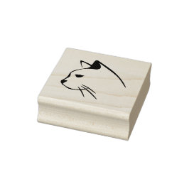 Elegant Silhouette van een Kat Art Stamp Rubberstempel