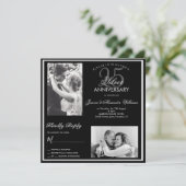 Elegant Silver 25th Wedding Jubileum Foto Kaart (Staand voorkant)