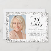 Elegant Silver 50th Birthday Kaart (Voorkant)