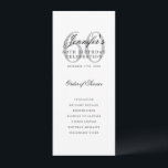 Elégant Silver 60th Birthday Programme Menu<br><div class="desc">Design élégant "Programme de fête d'anniversaire" avec une typographie de script sophistiquée avec du texte personnalisé.</div>