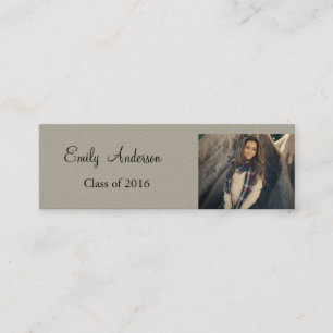Elegant Silver Afstuderen Name Card Contactkaartje