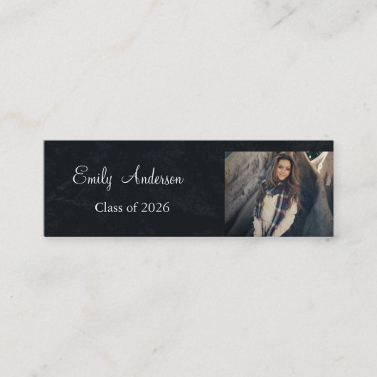 Elegant Silver Afstuderen Name Card Contactkaartje (Voorkant)