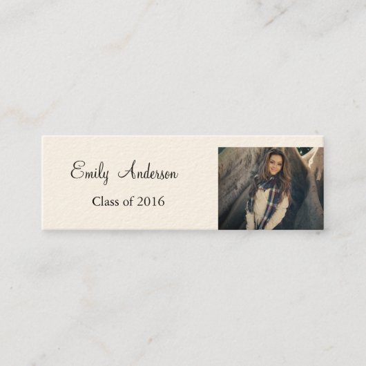 Elegant Silver Afstuderen Name Card Contactkaartje (Voorkant)