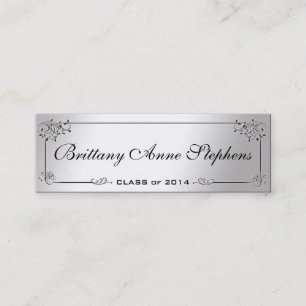 Elegant Silver Afstuderen Name Kaart Insert Contactkaartje