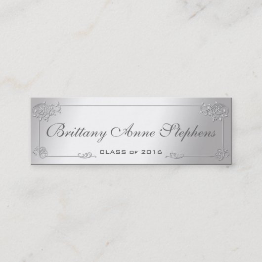 Elegant Silver Afstuderen Name Kaart Insert Contactkaartje (Voorkant)
