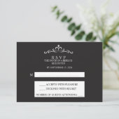 Elegant Silver and Black Horizontal Wedding RSVP (Debout devant)