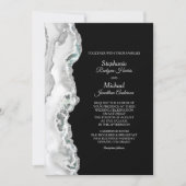 Elegant Silver Aqua Agate Border Wedding Kaart (Voorkant)