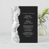 Elegant Silver Aqua Agate Border Wedding Kaart (Staand voorkant)