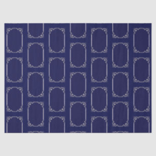 Elegant Silver Art Deco Navy Blue Pattern Tissuepapier