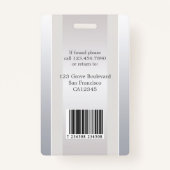 Élégant Silver Beige Employé Photo ID Badge (Dos)