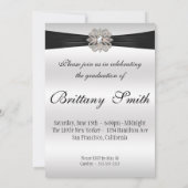 Elegant Silver Black en Roze Graduparty Kaart (Achterkant)