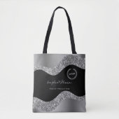 Elegant Silver Black Glam Logo Draagtas (Voorkant)