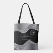 Elegant Silver Black Glam Logo Draagtas (Achterkant)