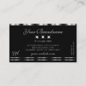Elegant Silver Black Sparging Diamonds Monogram Visitekaartje (Achterkant)