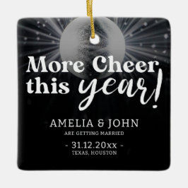 Elegant Silver Black White Wedding Save the Date Keramisch Ornament