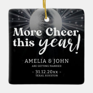 Elegant Silver Black White Wedding Save the Date Keramisch Ornament