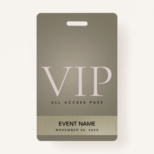 ELEGANT SILVER BLEEK GOLD VIP EVENT TOEGANGSPASSEN BADGE (Voorkant)