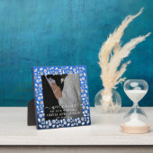 Elegant Silver Blue Heart Diamond Glitter Wedding Fotoplaat (Insitu)