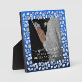 Elegant Silver Blue Heart Diamond Glitter Wedding Fotoplaat (Voorkant)