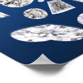 Elegant Silver Blue Heart Diamond Glitter Wedding Poster (Hoek)