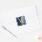 Elegant Silver Blue Heart Diamond Glitter Wedding Vierkante Sticker (Envelop)