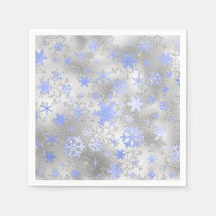 Elegant Silver Blue Kerstmis Snowflake Patroon Servet