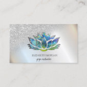 Elegant Silver Blue Lotus Visitekaartje (Voorkant)