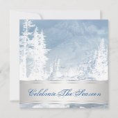 Élégant Silver Blue Noël fêtes Invitations (Devant)