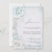 Elegant Silver Blue Rozen Wedding Shower Kaart (Voorkant)