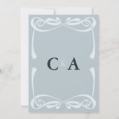 Elegant Silver Blue Vintage Ribbon Kaart (Achterkant)