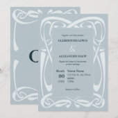 Elegant Silver Blue Vintage Ribbon Kaart (Voorkant / Achterkant)