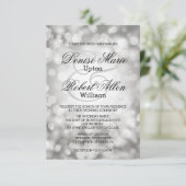 Elegant Silver Bokeh Wedding Uitnodiging (Staand voorkant)