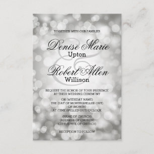 Elegant Silver Bokeh Wedding Uitnodiging
