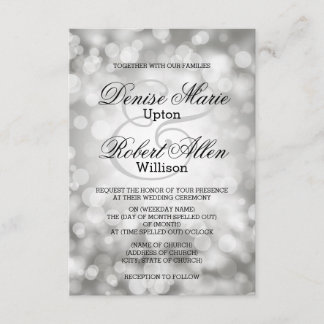 Elegant Silver Bokeh Wedding Uitnodiging
